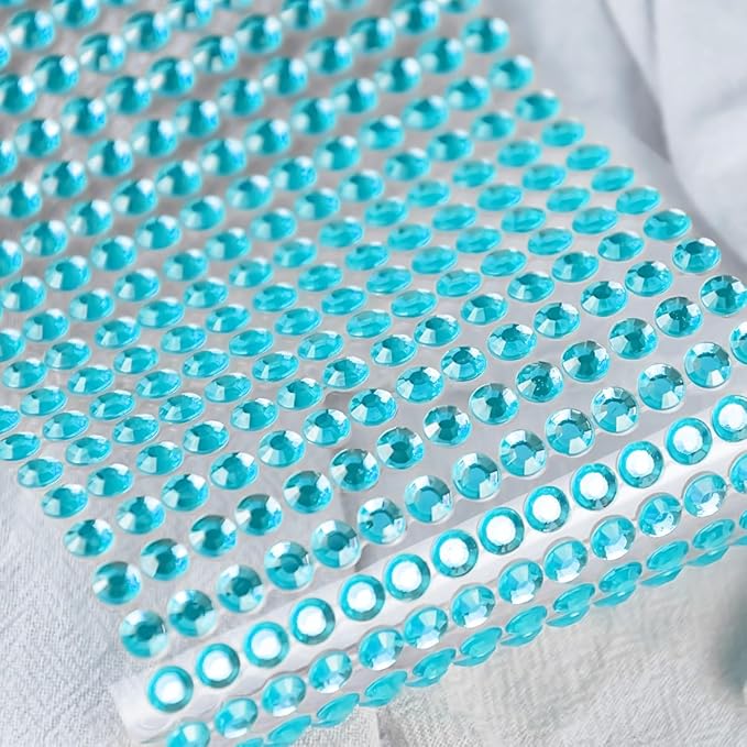 Aqua Blue Face Gems Eye Jewels Rhinestones Crystals Stickers 3/4/5/6mm with Rhinestones Stickers for Body, Stick on Jewels Makeup Glue for Face Eye Hair Nails Make up and Craft Decor 3090PCS