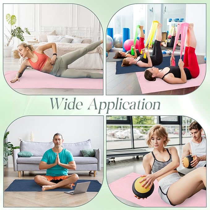 Hahafelt 3 Pack Hot Yoga Mat Towel Non Slip Microfiber Pilates Towel with Grip Dots & Elastic Straps, 72" x 26" Absorbent Sweat Anti-Slip Hot Yoga Gym Mat for Fitness Workout(Morandi Pink Blue Green)