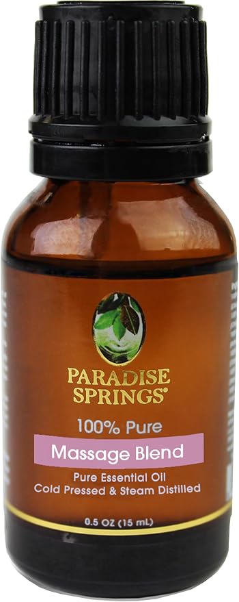 Paradise Springs Massage Blend Essential Oil 0.5 oz (15ml) | 100% Pure & Natural Aromatherapy Oil Blend for Massage, Diffusers, Humidifiers & Home Fragrance