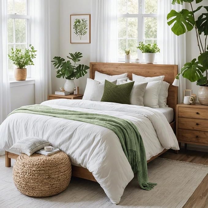 Softalker 2 Pack Corduroy Decorative Throw Pillow Covers 18x18, Olive Green | Soft Boho Striped Pillow Cases, Couch Fluffy Cushion Covers for Farmhouse Home Decor Bed Living Room