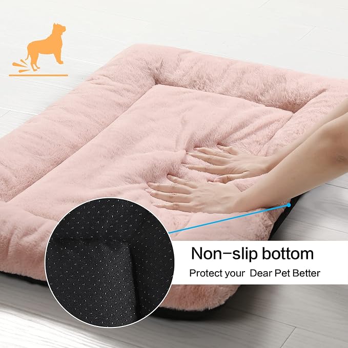 Dog Crate Pad Washable Dog Bed for Crate Large Cozy Mat 48-Inch Pink | Ultra Soft Kennel Pad,Anti-Slip Bottom,Fits for Most Metal Crates,Comfortable Sleeping Pet Mat