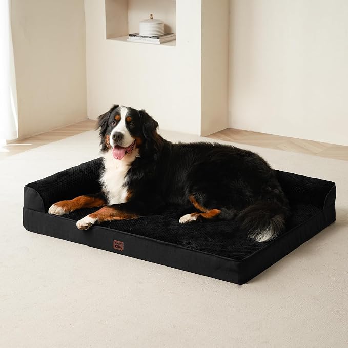 EHEYCIGA XL Dog Bed Memory Foam for Crate, Extra Large Dog Bed Orthopedic with Washable Removable Cover, Waterproof Pet Sofa Couch XLarge Size Dogs, 41x27x6.5, Black | Washable Removable Cover, Waterproof Flat Pet Sofa Couch with Nonskid Bottom, 41x27x6.5