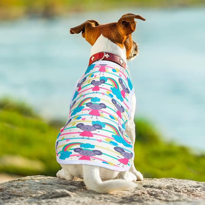 10 Pack Dog Shirts Cute Summer Cartoon Puppy Clothes, Soft Breathable Pet T-Shirts, Printed Sleeveless Washable for Small Medium Dogs Cats(Large)