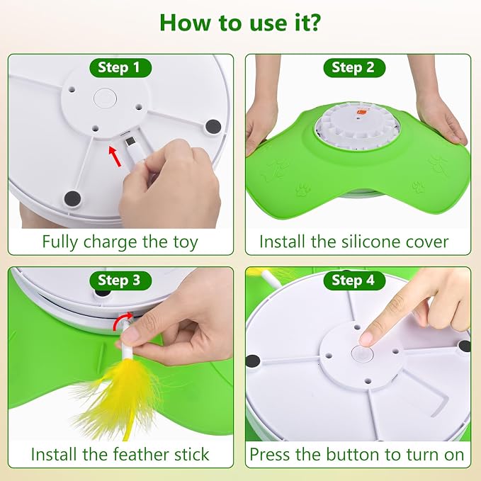 Hide and Seek Cat Toy,Rechargeable Whack-a-Mole Automatic Treat Reward,Interactive Cat Toy for Indoor Cats, Motion Touch Activated Electronic Cat Toys,Silicone Cat Play Mat for Bored Adult Kittens