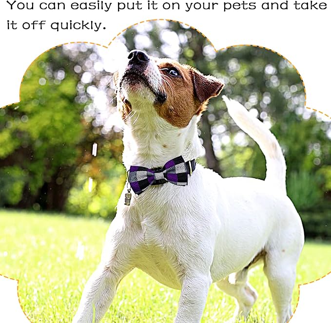 PET SHOW 5 Pack Plaid Dog Bowties for Small Dogs Slide on Collar