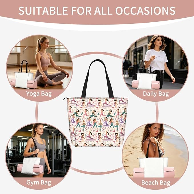Christian Cross Jesus God Yoga Mat Bag for Women with Mats Bags Carrier Carryall Canvas Tote with Zipper Pocket, Polyester Gym Bag for Yoga Pilates Beach Travel Fitness Workout Gifts for Yoga Lovers
