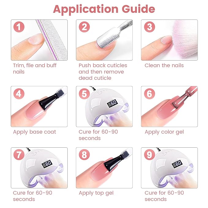 RARJSM Jelly Nude Gel Nail Polish Set 6 Transparent Neutral Skin Tone Colors Milky White Clear Pink Sheer Rose Red French Manicure LED UV Gelpolish Soak Off Curing Requires for Home Salon 7.5ml