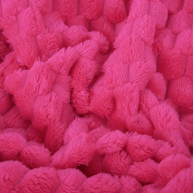 Hot Pink Throw Blanket 50"×70" Gifts for Mom Fuzzy 3D Jacquard Decorative | Flannel Fleece Super Soft Plush Cozy Blanket for Couch Sofa Chair Lightweight