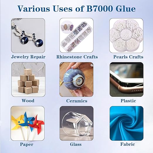 B7000 Glue Clear with Precision Tip,50Ml B7000 Glue Clear for Rhinestones Glue for Crafts, Multipurpose Jewelry Glue for Fabric DIY Craft Makeup Shoes Jewelry Making Nail Art