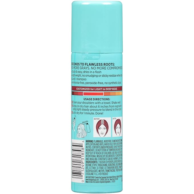 L'Oreal Paris Magic Root Cover Up Gray Concealer Spray Red 2 oz.(Packaging May Vary) (Pack of 2)