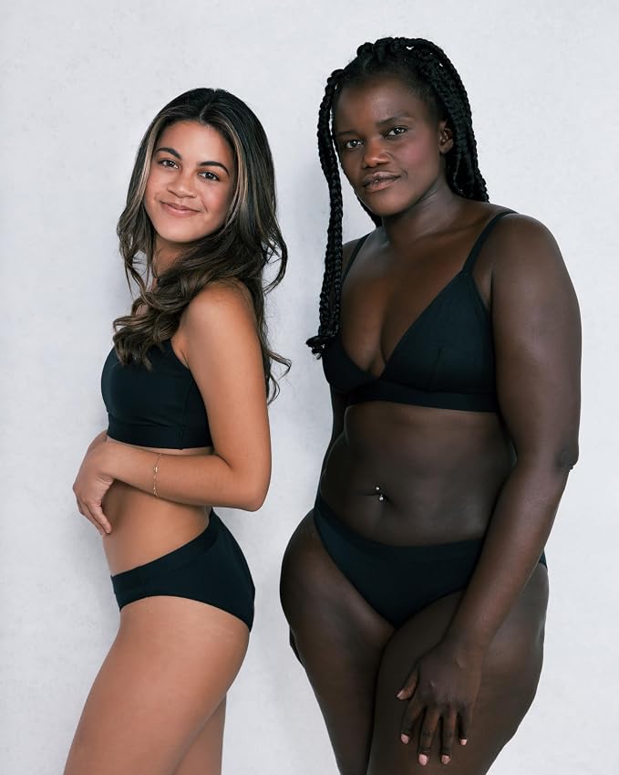 Saalt EveryWear Cotton Brief - Leakproof Period Underwear - Mid-Rise, Full Coverage Womens Underwear - Reusable & Washable - Replaces 3 Pads or 4 Tampons - Large, Volcanic Black
