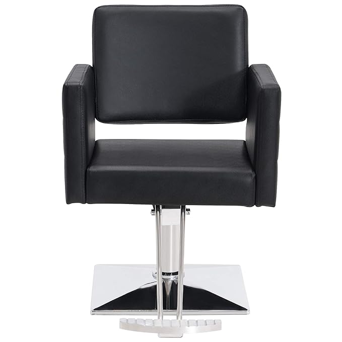 BarberPub Salon Chair for Hair Stylist, Hydraulic Stylist Chair, Adjustable Height, PVC Leather, 360 Degrees Swivel, Barbershop, Home Salon, Adult 8821 (Black)