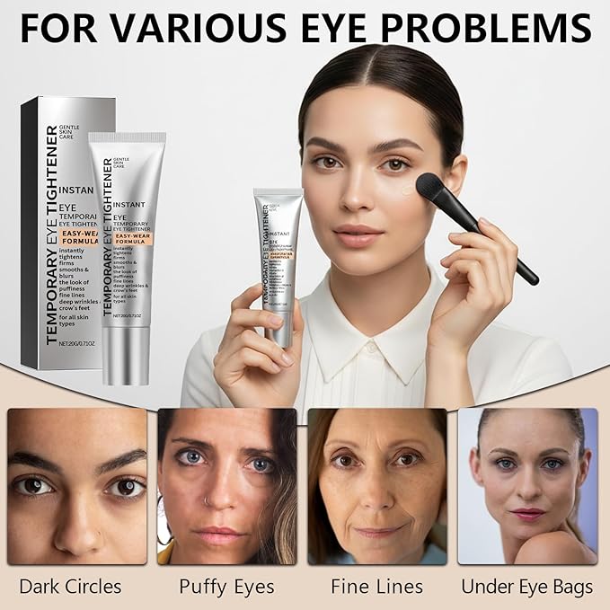 2 PCS Perfection Eye Tightener with 2 Brushes, Gentle Perfection Eye Cream for Eyes Area Instant Moisturizing, Lifting Primer with Easy-Wear Formula for Fine Lines & Wrinkles