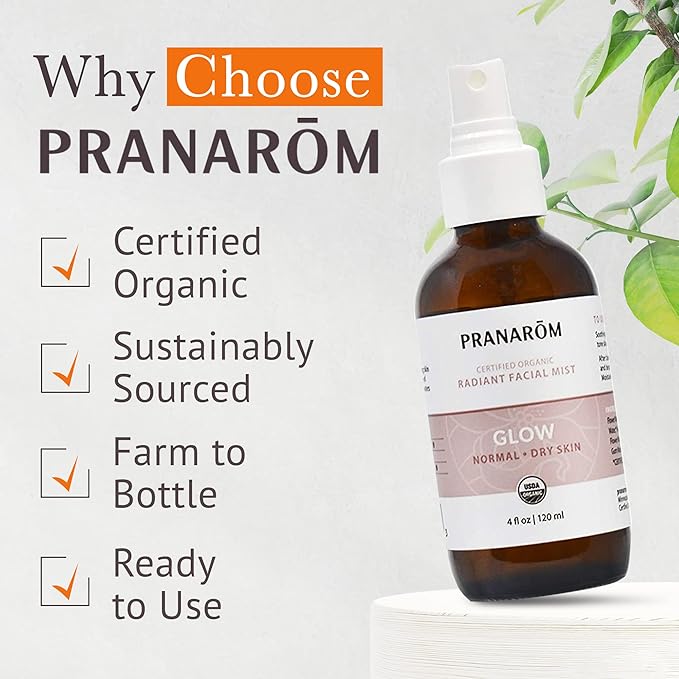 Facial Mist (4oz / 120ml) - 100% Pure & Natural Essential Oil Facial Mist for Dry Skin Hydration & Toning (Glow (Dry Skin))