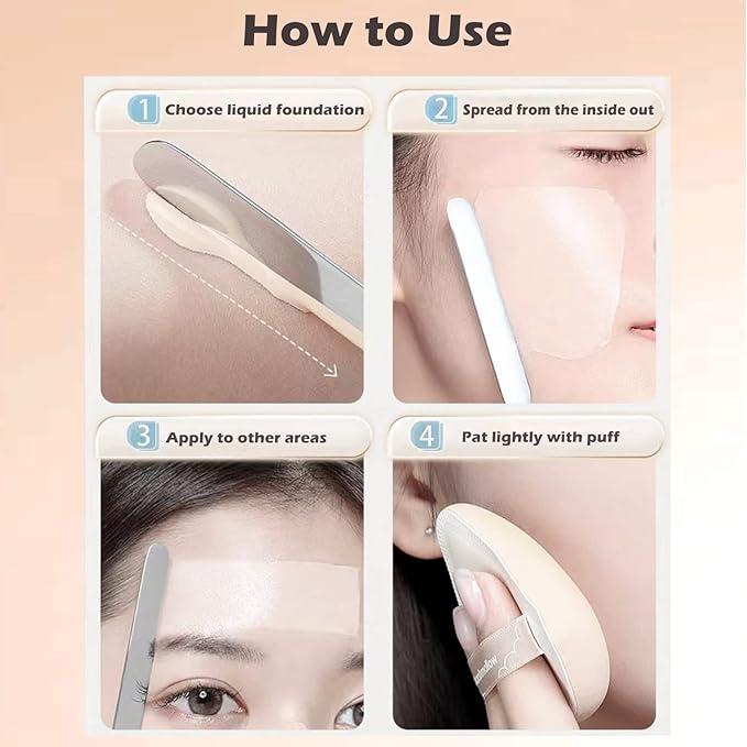 Picasso Makeup Spatula and Palette Set, Korean Makeup Spatula with Leather Cover, Stainless Steel Palette with Scraper Tool for Cosmetic Pigment Blending(SS)