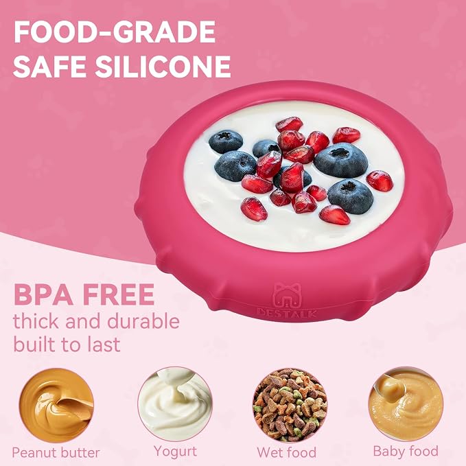 Dog Lick Bowl, Bestalk Wobbly Freeze Bowl Enrichment Feeder for Dogs, Anxiety Relief Lick Mat Puzzle Toy for Distraction, BPA Free Silicone, Dishwasher Safe(Rose,S)