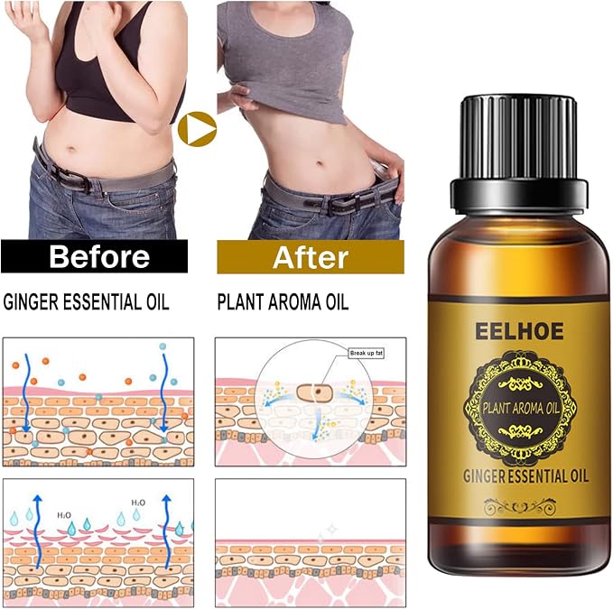 3 Pcs Belly Drainage Ginger Oil, Promote Blood Circulation Metabolism SPA Lymphatic Drainage Massage Oil. (90 ML)
