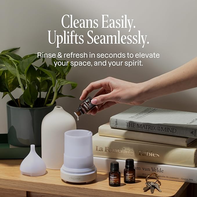 Cliganic Ceramic Diffuser (Sage), 100ml Ultrasonic for Essential Oils Aromatherapy, Home & Office