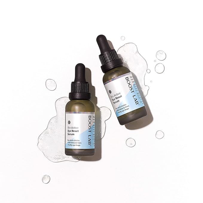 BOOST LAB Bio-Active Eye Reset Serum for Women & Men- Fights Dark Circles, Wrinkles, Lines & Puffy Eye Bags – Re-Energize Skin & Revitalize Eyes - Paraben, Sulphate, & Fragrance Free - 30 ml (1 fl oz)