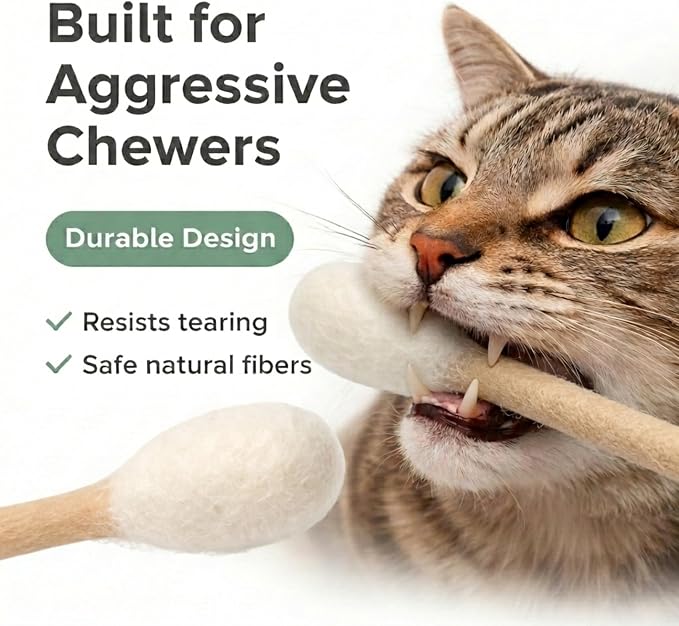 Glaciart One Giant Swab Cat Toy with Catnip 1 Pc (17 in / 42 cm) | Extra Long Durable Chew Toy for Large Cats, Aggressive Chewers & Small Dogs | Interactive, Catnip Filled for Play & Anxiety Relief