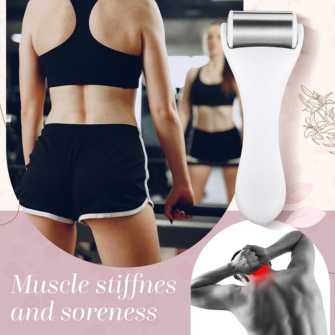 Tondiamo 2 Pcs Muscle Roller Gift Fascia Stick Cellulite Face Muscle Body Massage Roller Massage Tool for Relief Neck Arm Back Leg Body Deep Release(White,Metal)