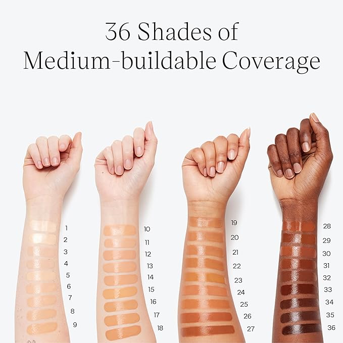 Saie Glowy Super Skin Tint Liquid Foundation - Weightless + Dewy Foundation with Lightweight Medium Coverage - Hydrating Face Makeup + Skin Care Serum Hybrid with Hyaluronic Acid - Shade 36 (1.01 oz)