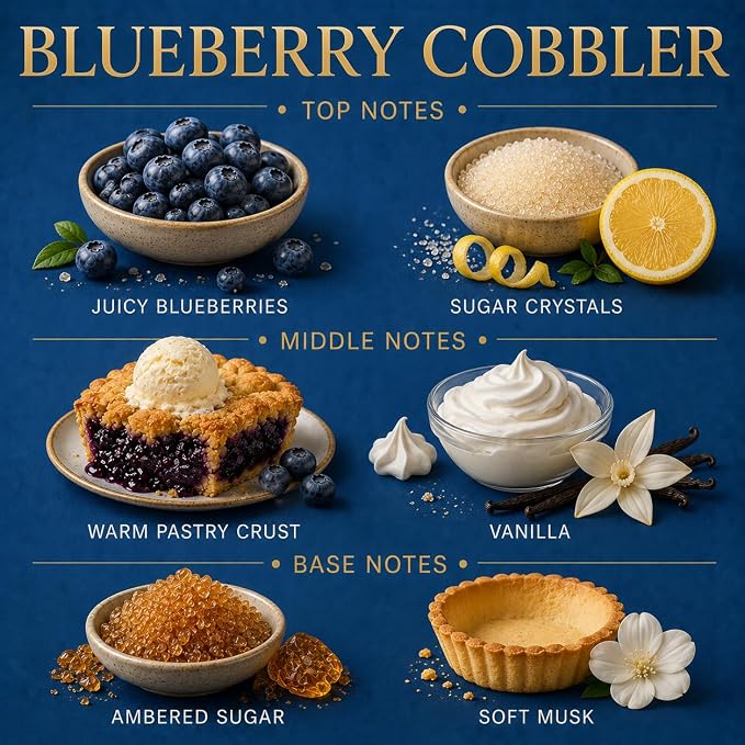 Affinati Blueberry Cobbler 10 oz Scented Candle – Long Lasting Luxury Soy Blend Candle for Home, Strong Scent Throw Wild Berry Fruit Gourmand Bakery Candle, Premium Home Fragrance Gift