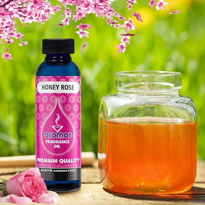 AROMAR Premium Fragrance Oil, 4oz Bottle 3 Pack Long Lasting Aromatic Scent, Fresh and Revitalizing Aromatherapy for Living Room, Bedroom, and Kitchen 12oz Honey Rose