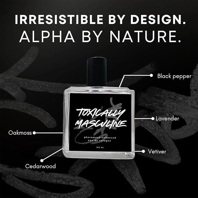 Toxically Masculine - Pheromone Infused Eau de Cologne (100 ml) Long Lasting Fragrance Bold Scent colognes men