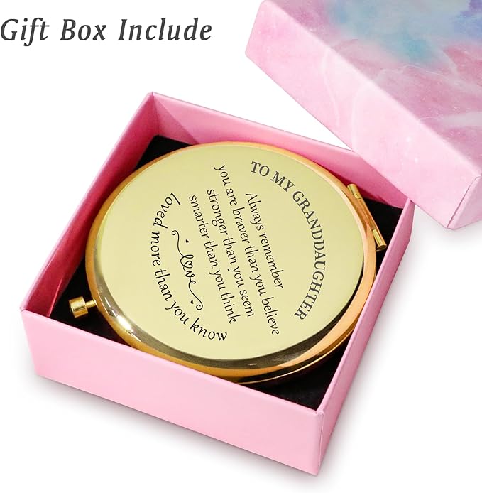 Daughter Gifts from Mom Dad, Personalized Gift for Daughter, Custom Compact Mirror, Goodie Bag & Basket Stuffers for Valentines Day, Mothers Day, Graduation, Birthday, Wedding