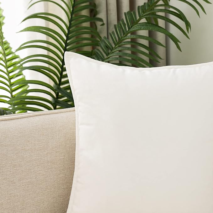 Velvet Cream white Throw Pillow Covers 16”x16”Pack of 2 Soft Decorative | Square Cushion Covers for Couch Sofa Bed Livingroom Car Home Decor,40x40Cm