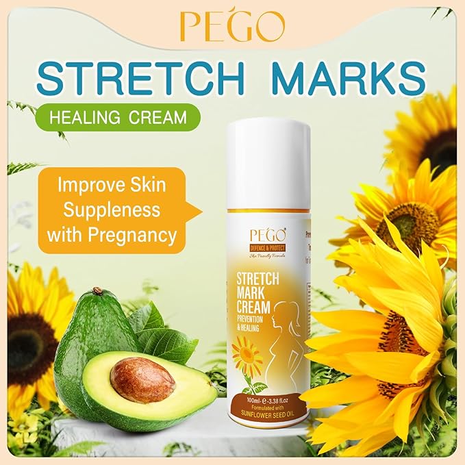 PEGO Stretch Mark Oil for Pregnancy, Maternity Body Oil for Stretch Mark Prevention & Reduction, Hydrating Skin Care, 5.41oz (Oil+Cream)
