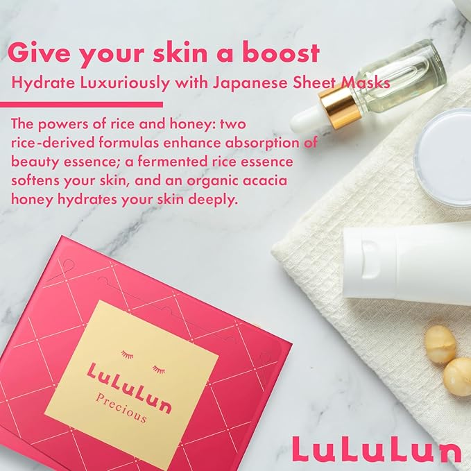 Lululun 32EA Anti Aging Face Mask for Women, Daily Face Masks Skincare & Moisturizing FACE MASK with Rice Extract& Honey, Collagen Face Mask Sheet & Facial Mask & Sheet Mask from Japan PRECIOUS MOIST