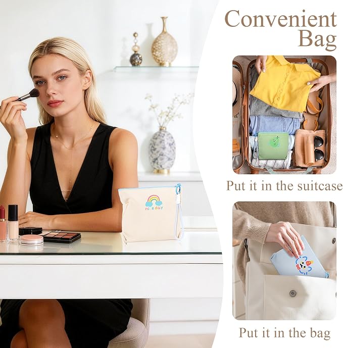 Canvas Period Pouch Soft First Period Kit Bag Small Discreet Menstrual Cup Pad Pouch Cute Sanitary Napkin Storage Bag Tampon Holder Multi-purpose Feminine Bag Geen
