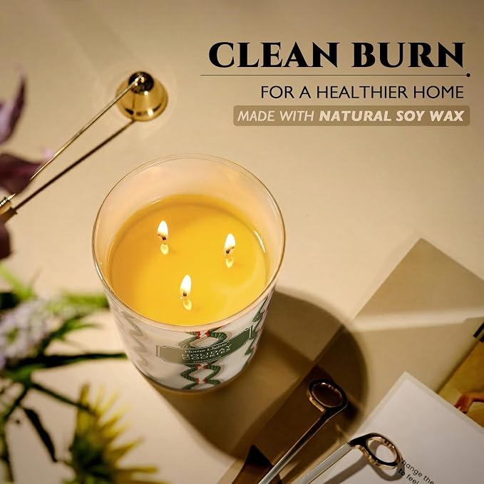 HomeLights Holiday Cookies Scented Candles | 34oz Soy Candles Rustic Modern 3-Wick Large Candle Jars | Ideal Candle Gifts for Events, Home Decor Stress, Relief & Relaxation