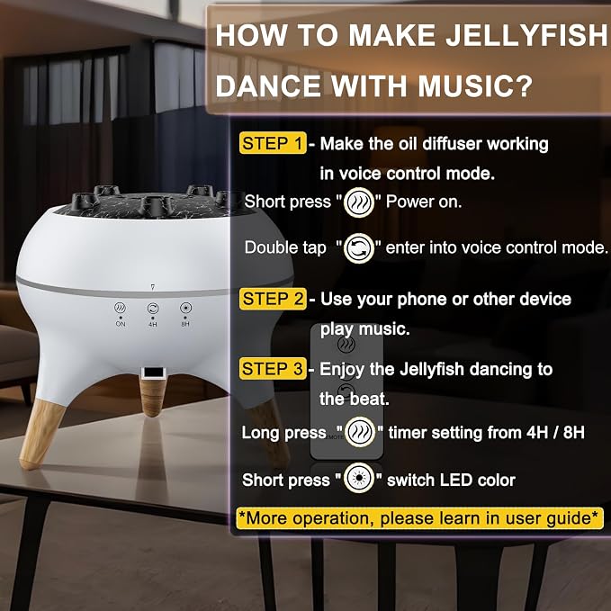Morbou Essential Oil Diffuser Jellyfish Mist Dancing with Music Aromatherapy, 7 Colorful Lights Hotel Collection Diffuser Oils Scents for Home