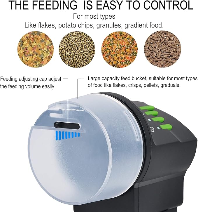 Automatic Fish Feeder Food Dispenser Vacation Fish Feeder | Powered by Battery and USB, For Aquarium and Turtle Tank