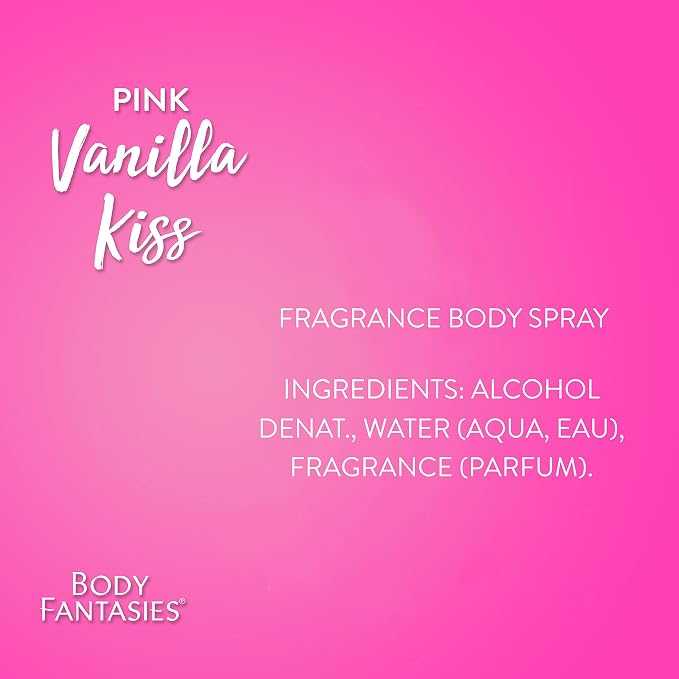 BODY FANTASIES SIGNATURE Fragrance Body Spray, Pink Vanilla Kiss Fantasy, 8 Fluid Ounce (BF44) (Pack of 2)
