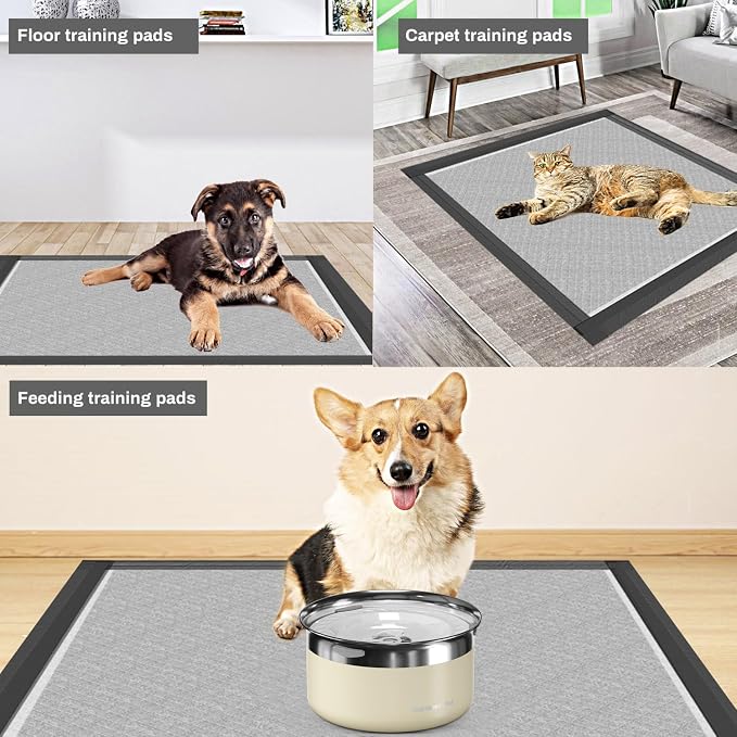 Charcoal Puppy Pads Rugular 22x22 Inches Small Dog Pee Pads Odor-Control & Leak-Proof Disposable Pet Training Edge-Wrapping Thicken Potty Pad for Dogs, Cats, Rabbits (50 Pieces)