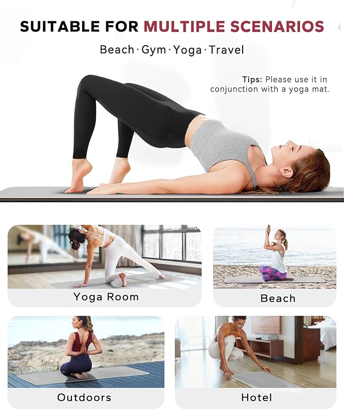 HAPBEAR Hot Yoga Towel with Non-Slip Grip Dots, 72" x 24" - Super Absorbent, Soft Microfiber Yoga Mat Towel for Bikram, Gym, Pilates - Grey