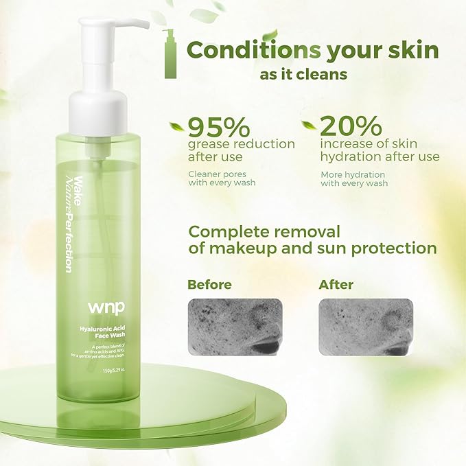 WNP Hyaluronic Acid Skincare Set: 150ml Gentle Foaming Cleanser and 36ml Ultra-Hydrating 3% Hyaluronic Acid Serum for Deep Moisturization