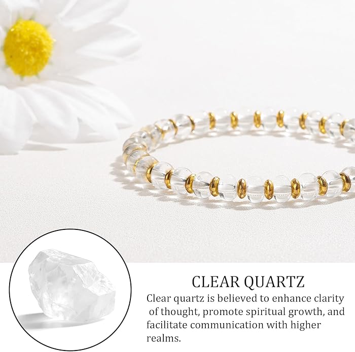 GolbalJew 4 * 6mm Gemstone Rondelle Bead Bracelets for Women Healing Crystal Stone Beads Bracelet Handmade Beaded Spiritual Jewelry Gifts