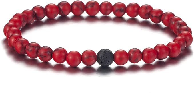Softones 6MM Lava Rock Aromatherapy Anxiety Essential Oil Diffuser Beads Bracelet for Women Men,Friendship Couples Gifts Natural Stone Bracelets