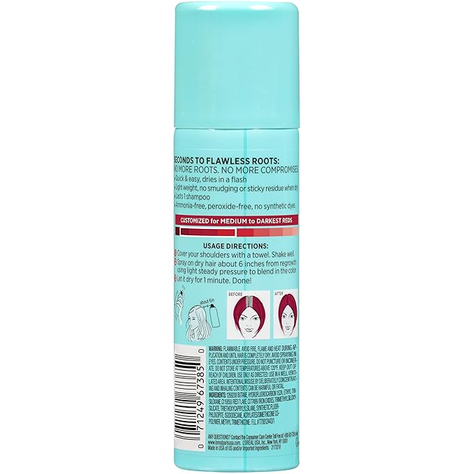 L'Oreal Paris Magic Root Cover Up Temporary Concealer Spray for Gray Hair, Bright Red, 2 Oz