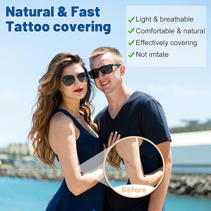 10 Pack Tattoo Cover Up Patchs,Invisible Waterproof Cover-up Skin Stickers for Tattoos Scars Bruises Birthmarks Concealer,0.02mm Ultra Thin Natural Looking,Flexible & Cuttable