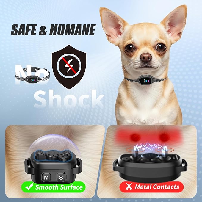 Anti Bark Collar for Small Dogs 2 Pack, No Shock Bark Collar with Beep & Vibration, 7 Sensitivity Levels, Smart Bark Detection, Rechargeable IP67 Waterproof Bark Collar for Small Dogs 5-30lbs