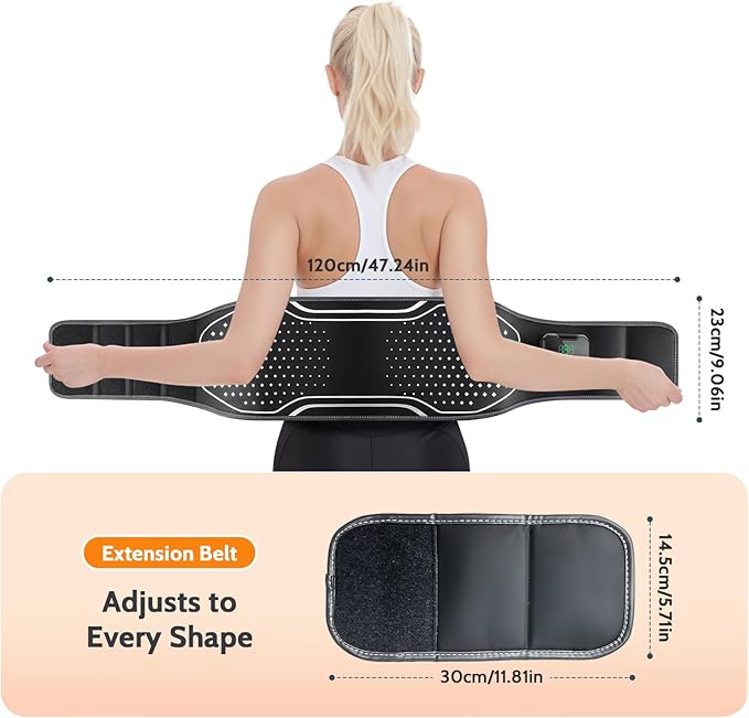 Electric Heating Pad with Massage,Cordless Heated Lower Back Massager,3 Vibration Modes and 4 Heat Levels,3 Airbag Modes,Portable Lumbar Belt Massager for Pain Relief Deep Tissue,Gift for Men&Women
