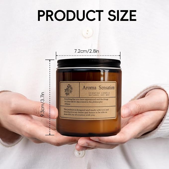 Organic Sandalwood Rose Candles - Non Toxic Soy Candles for Home, Stress Relief & Meditation (7oz)