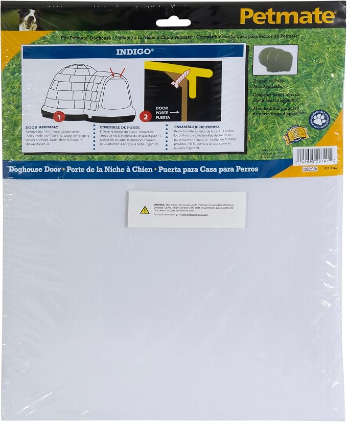 Petmate Indigo Vinyl Doghouse Door, White, for Medium Doghouse