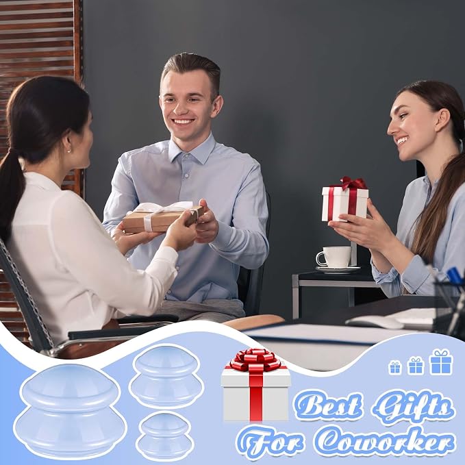 TrelaCo 6 Pcs Cupping Kit for Massage Therapy 3 Sizes Silicone Cupping Set Chinese Massage Therapy for Studio Household Cellulite Joint Pain Muscle Pain(Light Blue)